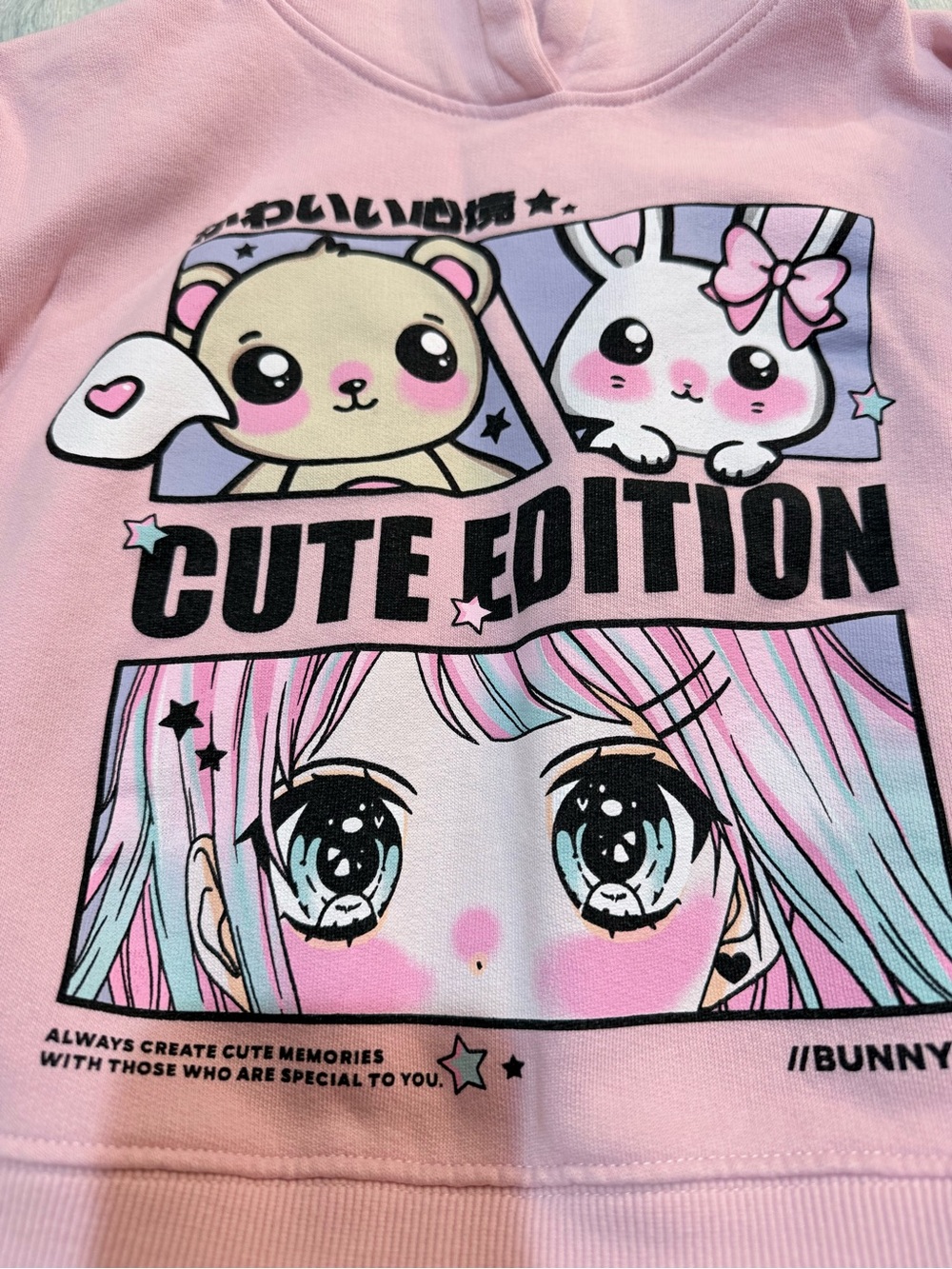 Zara Pink Kawaii Anime Graphic Hoodie Size 6 - Picture 3 of 6